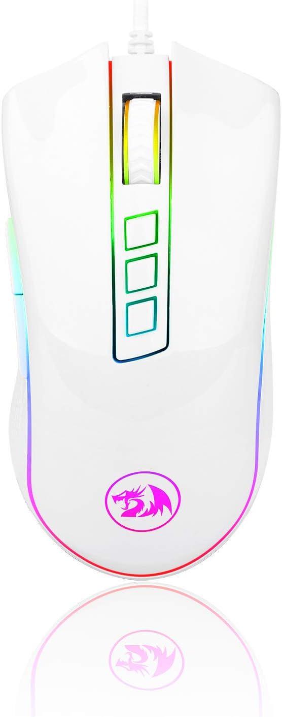 Redragon M711W Cobra Chroma White Gaming Mouse with 16.8 Million RGB Color Backlit, 10,000 DPI Adjustable, Comfortable Grip, 7 Programmable Buttons Redragon M711W Cobra Chroma White Gaming Mouse with 16.8 Million RGB Color Backlit, 10,000 DPI Adjustable, Comfortable Grip, 7 Programmable Buttons
